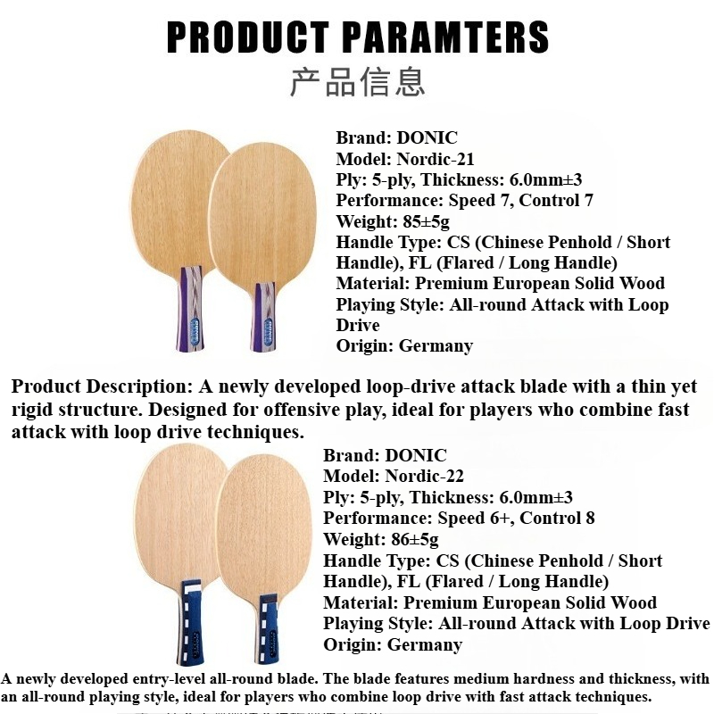 Donic Nordic 21 22 Tafeltennis - Table Tennis Racket recensie en prijs